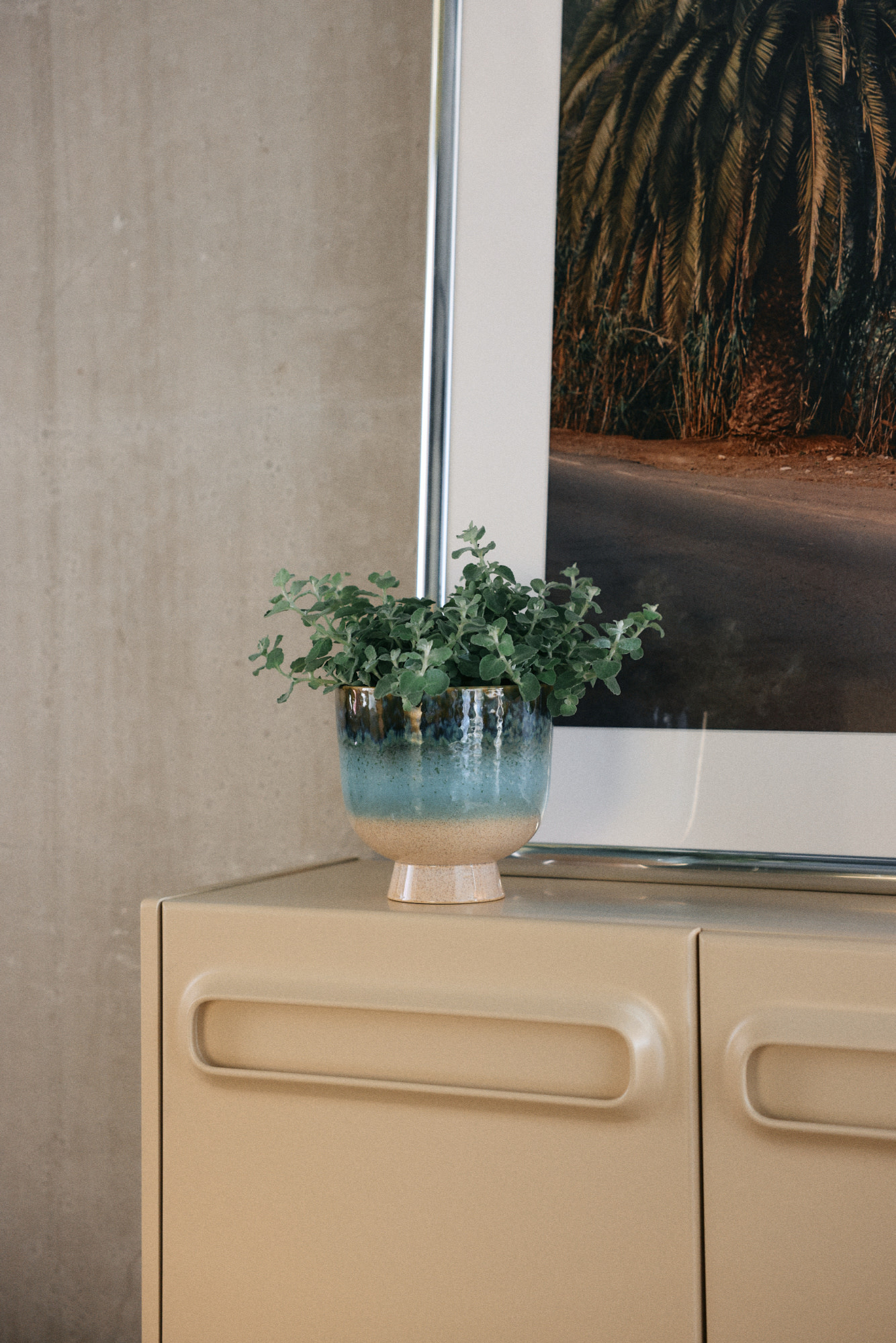 HK LIVING 70S CERAMICS RETRO FLOWER POT LAGOON