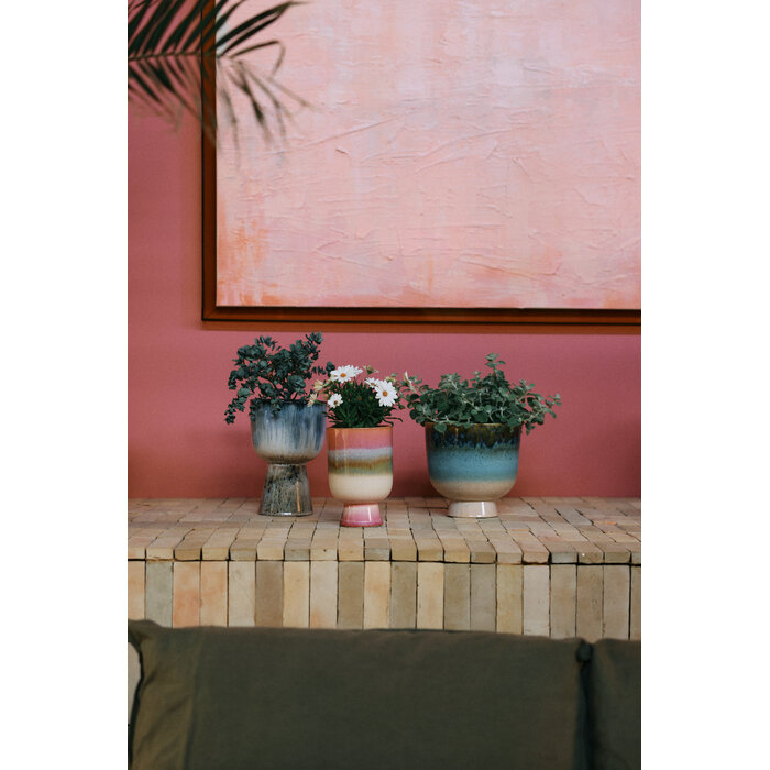 HK LIVING 70S CERAMICS RETRO FLOWER POT LAGOON