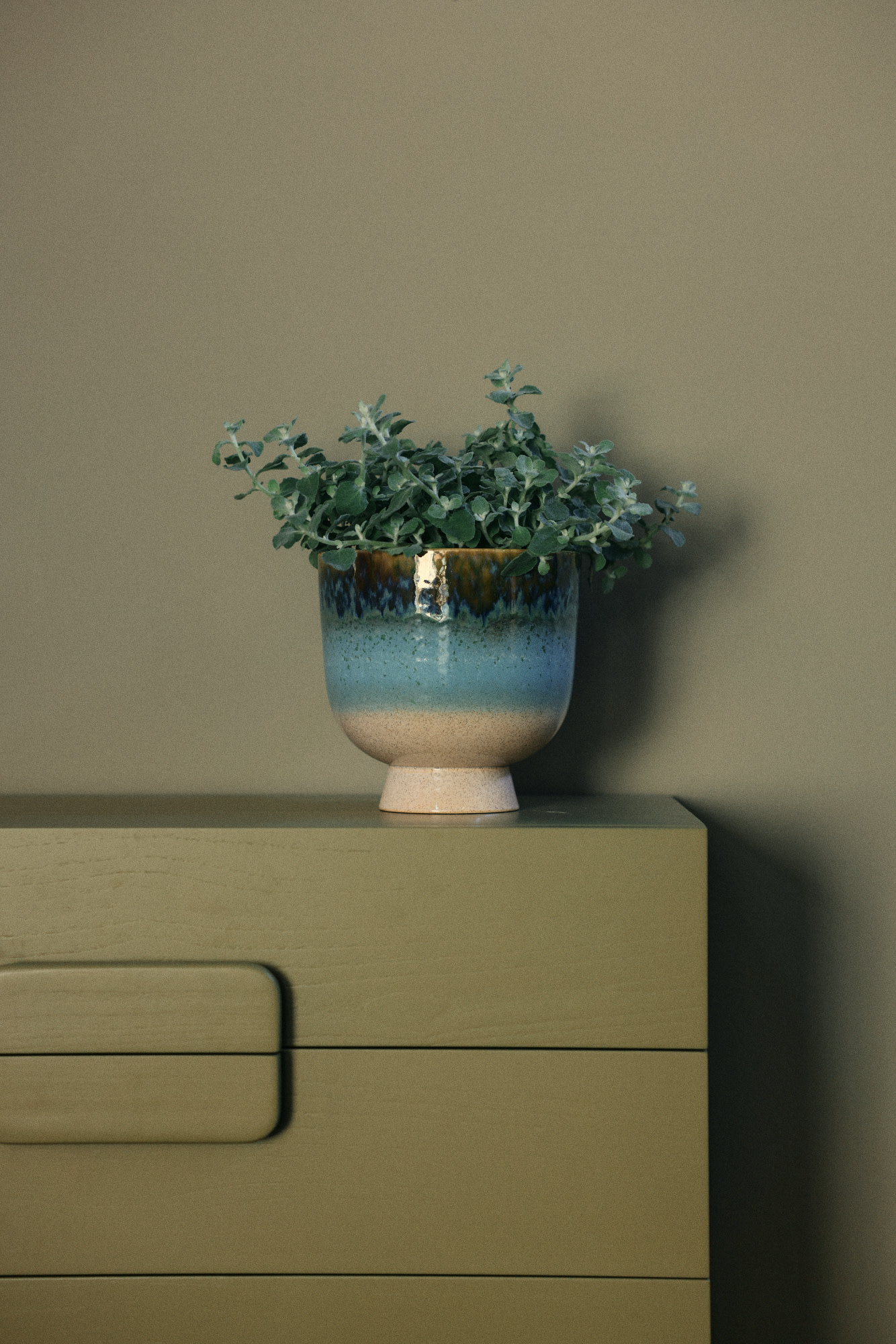 HK LIVING 70S CERAMICS RETRO FLOWER POT LAGOON
