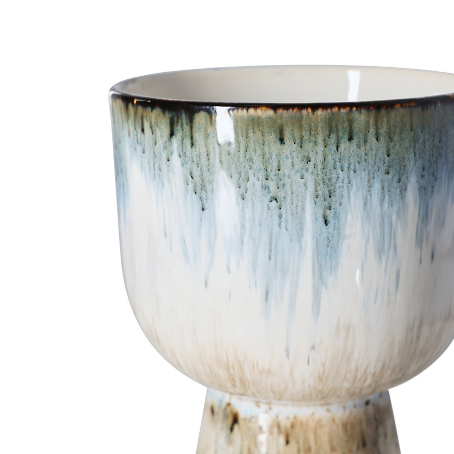 HK LIVING 70S CERAMICS RETRO FLOWER POT GLACIER