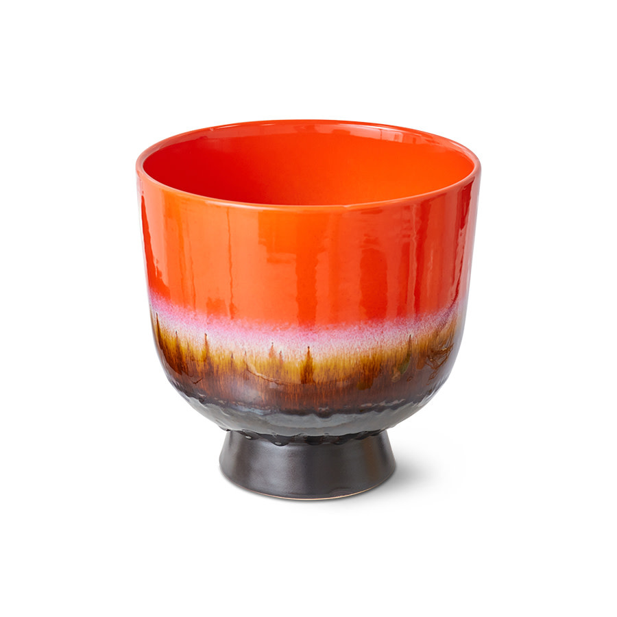 HK LIVING 70S CERAMICS RETRO FLOWER POT CHERRY RED