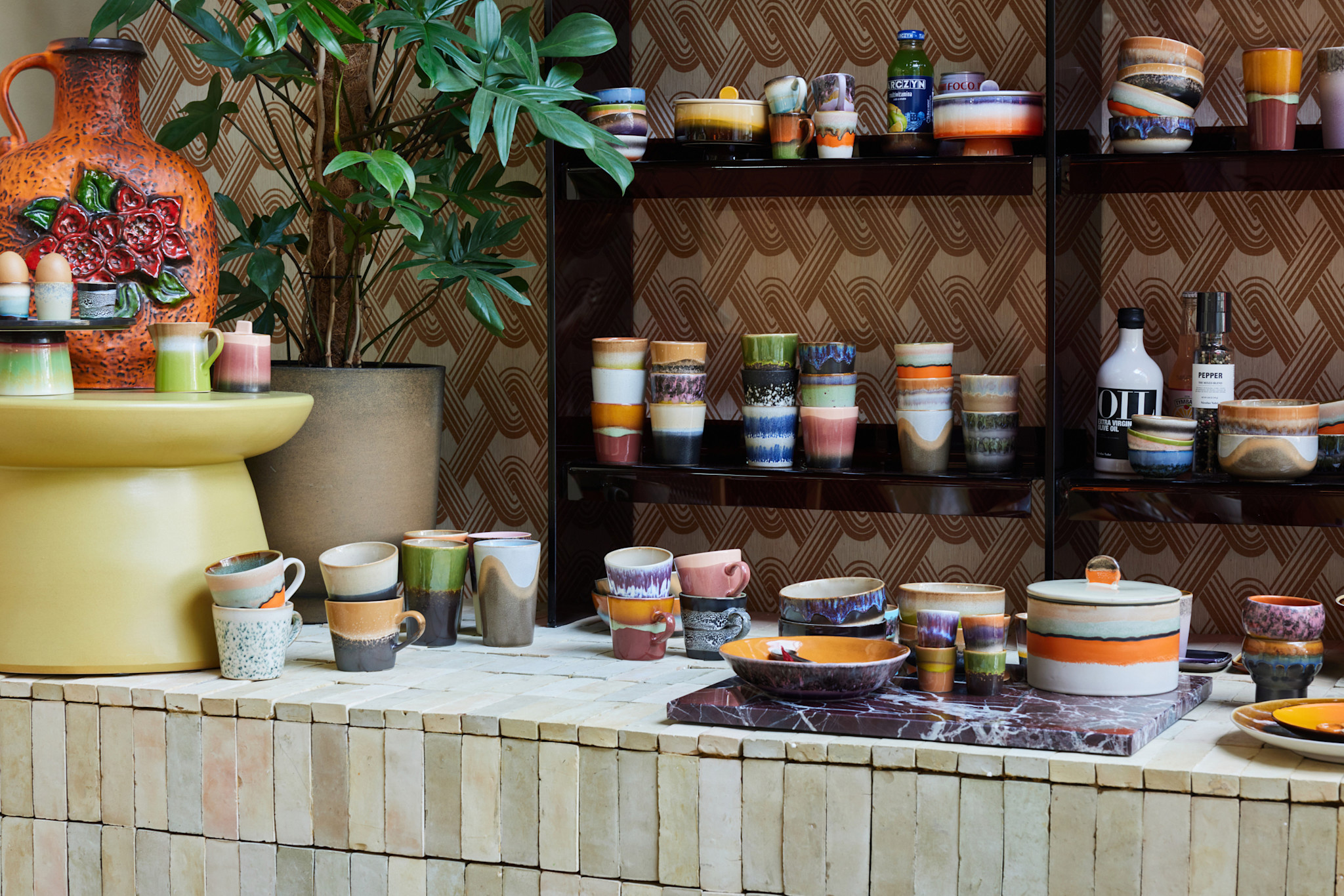 HK LIVING 70S CERAMICS CAPPUCCINO MUG BURST