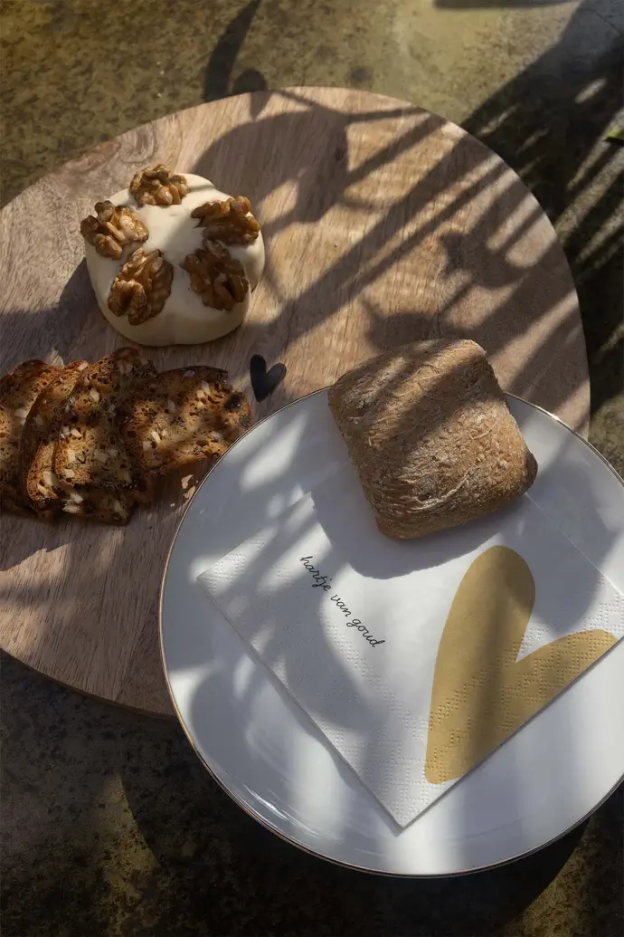 ZUSSS ZUSSS SERVETTEN VIERKANT HARTJE VAN GOUD WIT / GOUD