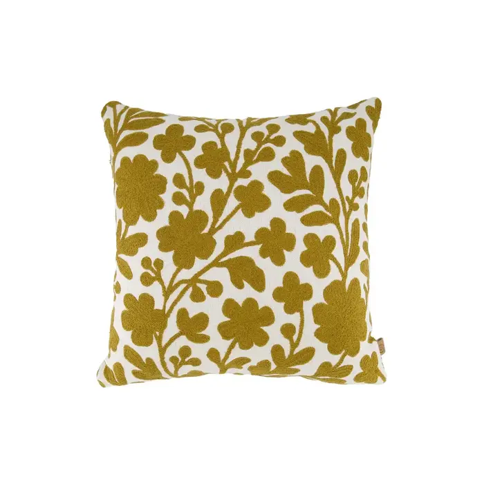 ZUSSS ZUSSS KUSSEN BLOEMEN EMBROIDERY 45X45CM WIT / OKER