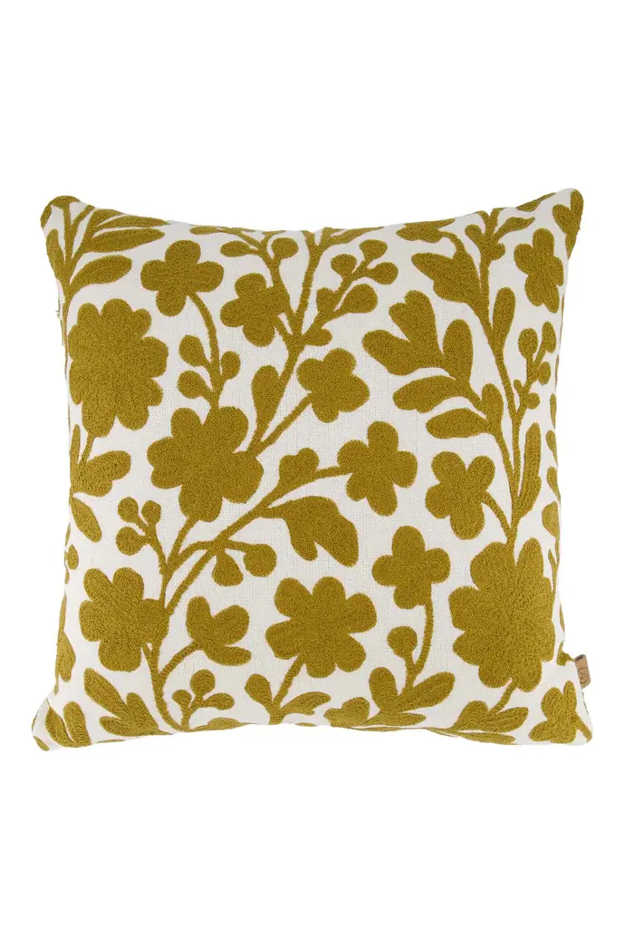 ZUSSS ZUSSS KUSSEN BLOEMEN EMBROIDERY 45X45CM WIT / OKER