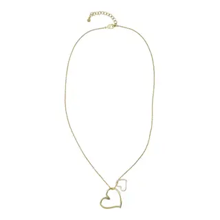 ZUSSS ZUSSS KETTING MET 2 GEKLEURDE HARTJES GOUD / OFF WHITE