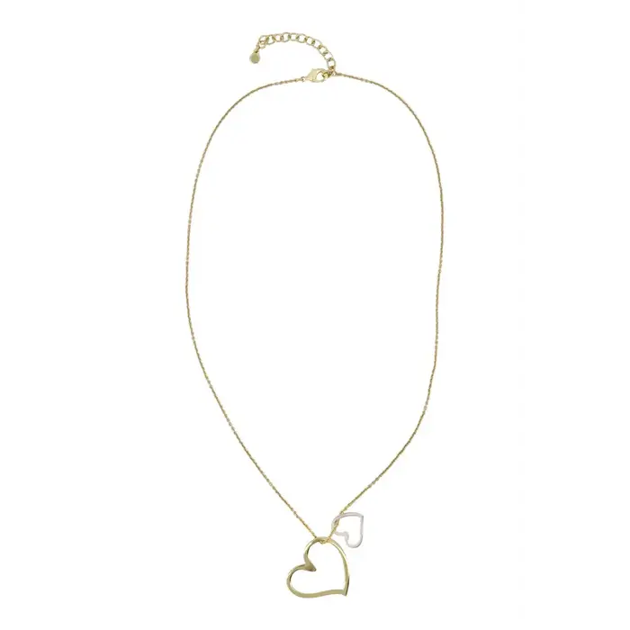 ZUSSS ZUSSS KETTING MET 2 GEKLEURDE HARTJES GOUD / OFF WHITE