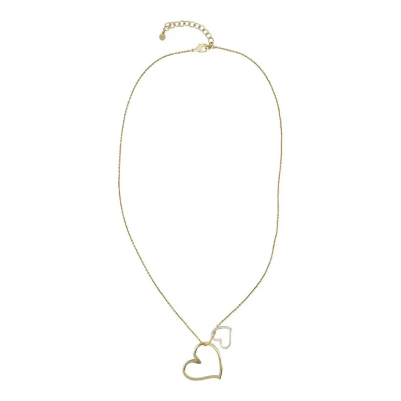 ZUSSS ZUSSS KETTING MET 2 GEKLEURDE HARTJES GOUD / OFF WHITE