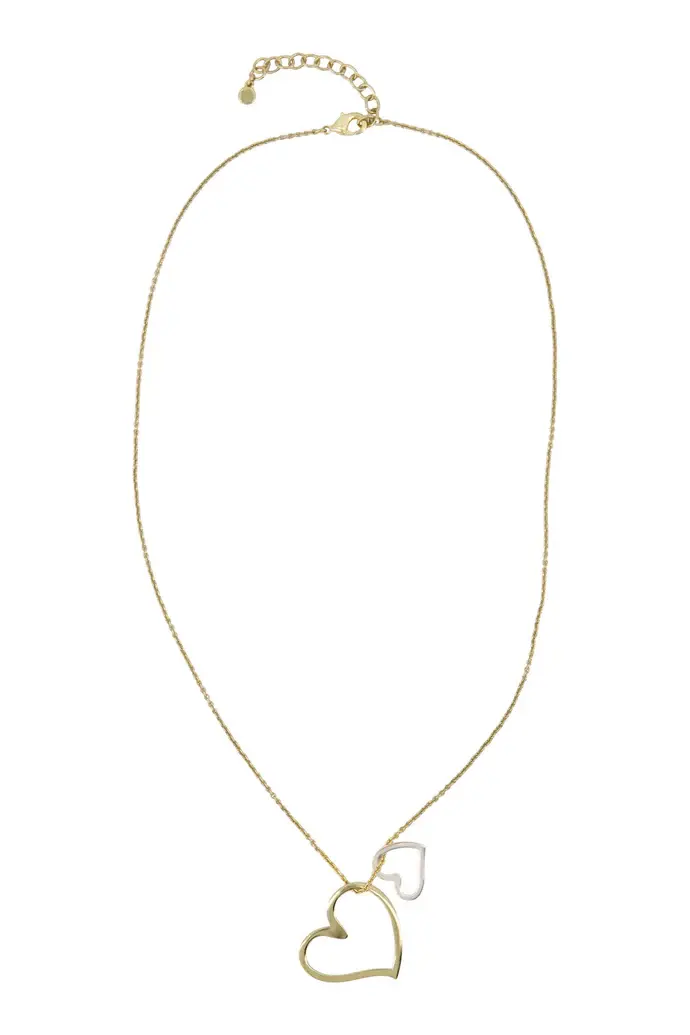 ZUSSS ZUSSS KETTING MET 2 GEKLEURDE HARTJES GOUD / OFF WHITE