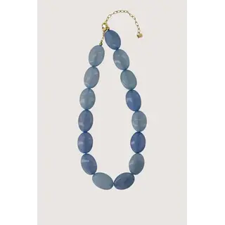 ZUSSS ZUSSS KETTING VAN PLATTE KRALEN CORNFLOWER BLUE