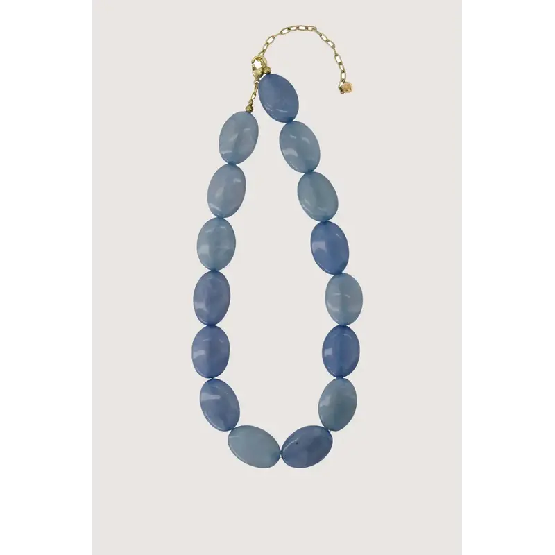 ZUSSS ZUSSS KETTING VAN PLATTE KRALEN CORNFLOWER BLUE