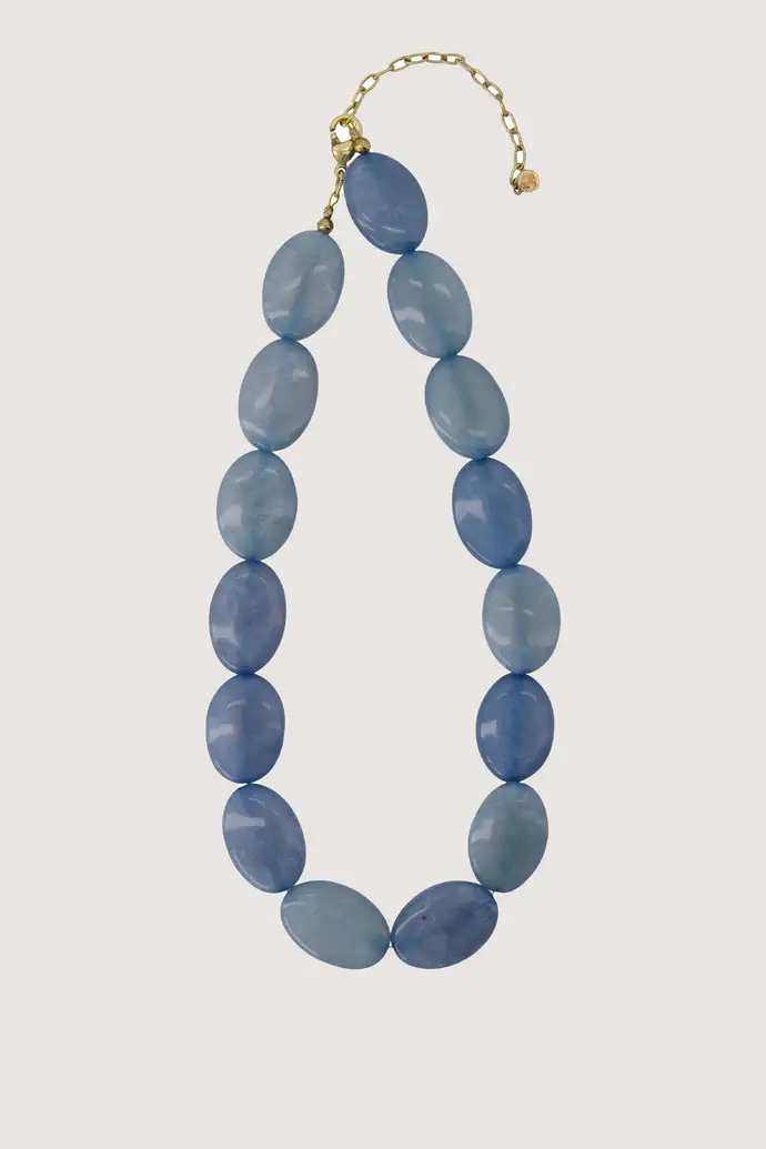 ZUSSS ZUSSS KETTING VAN PLATTE KRALEN CORNFLOWER BLUE
