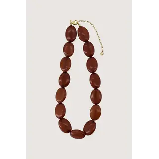 ZUSSS ZUSSS KETTING VAN PLATTE KRALEN MID BROWN