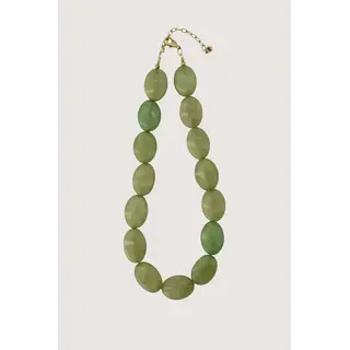 ZUSSS ZUSSS KETTING VAN PLATTE KRALEN OLIVE GREEN