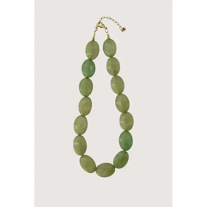 ZUSSS ZUSSS KETTING VAN PLATTE KRALEN OLIVE GREEN