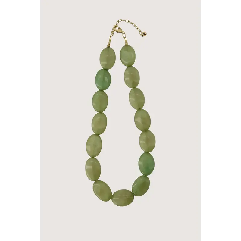 ZUSSS ZUSSS KETTING VAN PLATTE KRALEN OLIVE GREEN