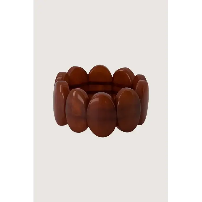 ZUSSS ZUSSS ARMBAND VAN KRALEN ELASTIEK MID BROWN