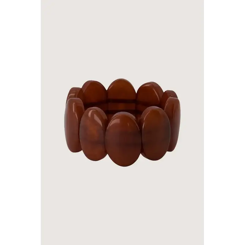 ZUSSS ZUSSS ARMBAND VAN KRALEN ELASTIEK MID BROWN