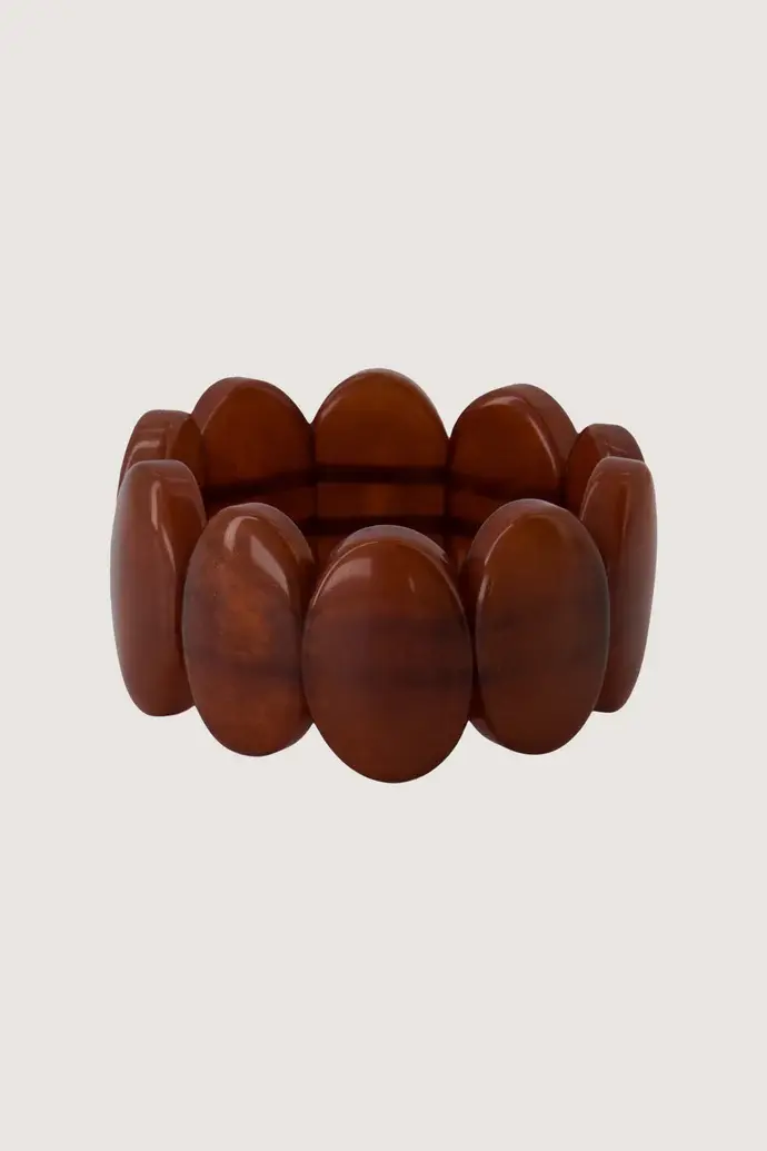 ZUSSS ZUSSS ARMBAND VAN KRALEN ELASTIEK MID BROWN