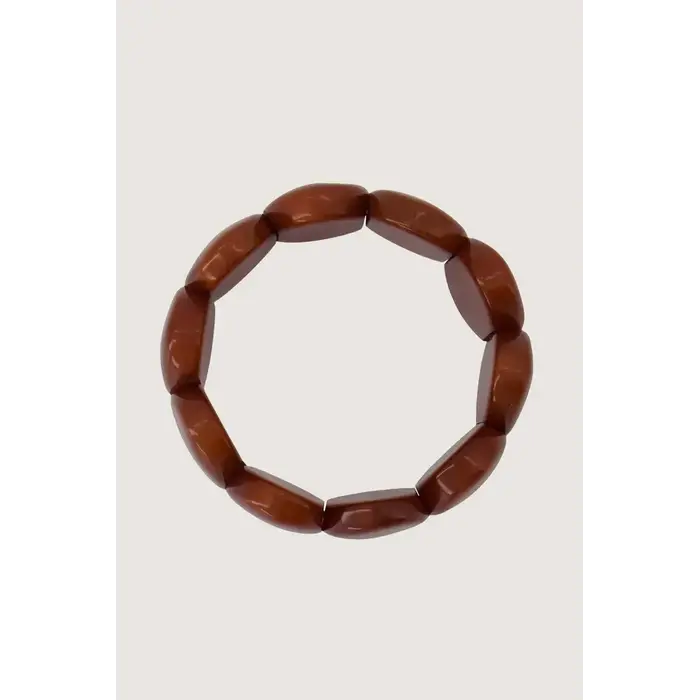 ZUSSS ZUSSS ARMBAND VAN KRALEN ELASTIEK MID BROWN