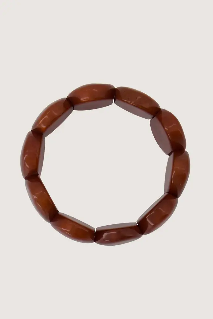 ZUSSS ZUSSS ARMBAND VAN KRALEN ELASTIEK MID BROWN