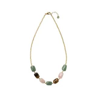 A BEAUTIFUL STORY BS THRIVE AVENTURINE TIGER EYE ROSE QUARTZ NECKLACE