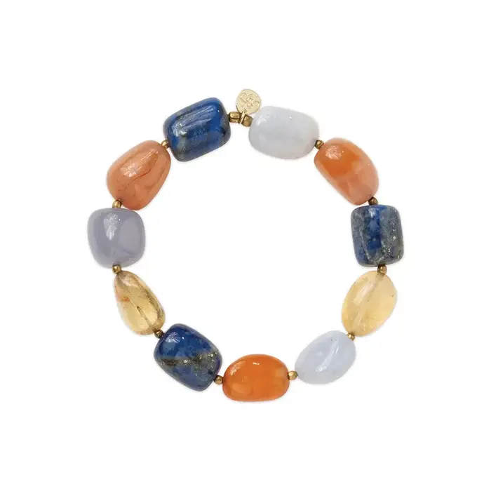 A BEAUTIFUL STORY BS WORTHY BLUE LACE CITRINE LAPIS CARNELIAN BRACELET