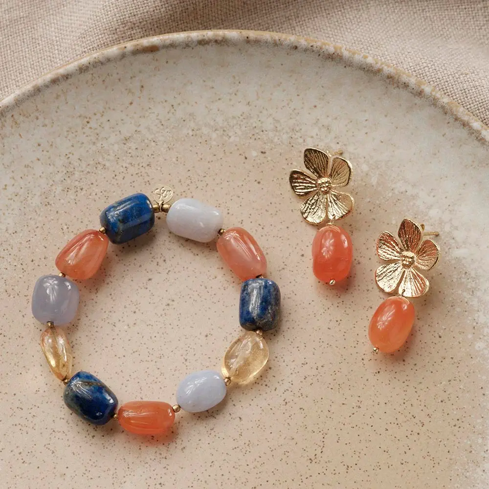 A BEAUTIFUL STORY BS WORTHY BLUE LACE CITRINE LAPIS CARNELIAN BRACELET