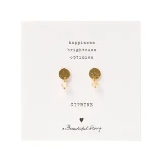 A BEAUTIFUL STORY BS MINI COIN CITRINE EARRINGS