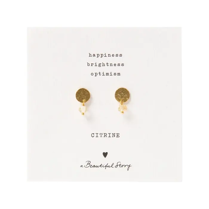 A BEAUTIFUL STORY BS MINI COIN CITRINE EARRINGS