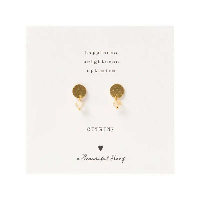 A BEAUTIFUL STORY BS MINI COIN CITRINE EARRINGS
