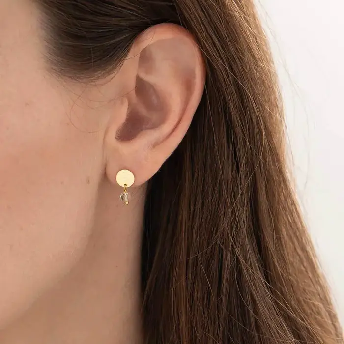 A BEAUTIFUL STORY BS MINI COIN CITRINE EARRINGS