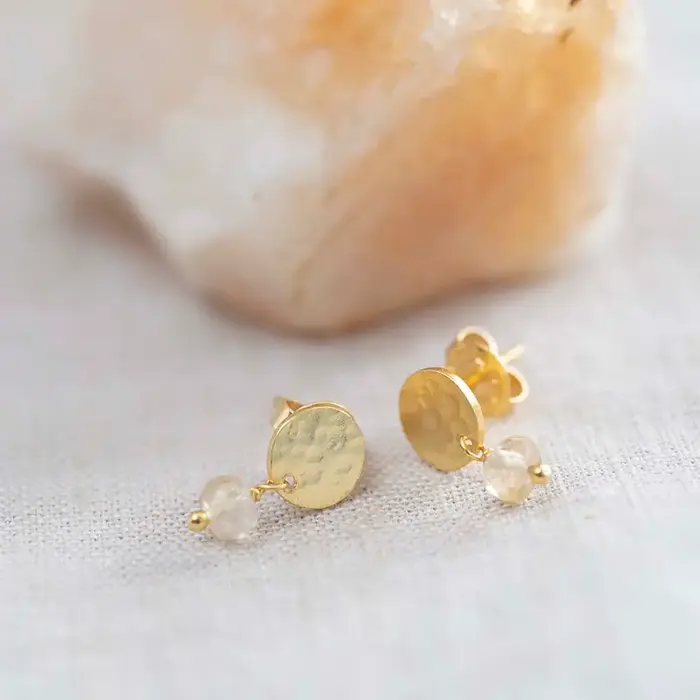 A BEAUTIFUL STORY BS MINI COIN CITRINE EARRINGS