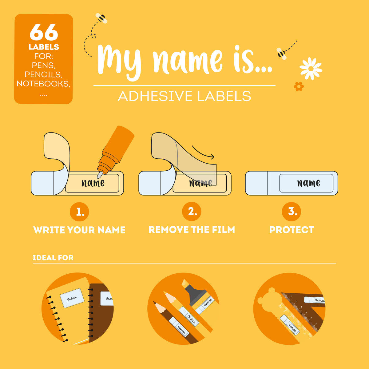 LEGAMI LEGAMI MY NAME IS ... SET OF 66 ADHESIVE LABELS TEDDY BEAR