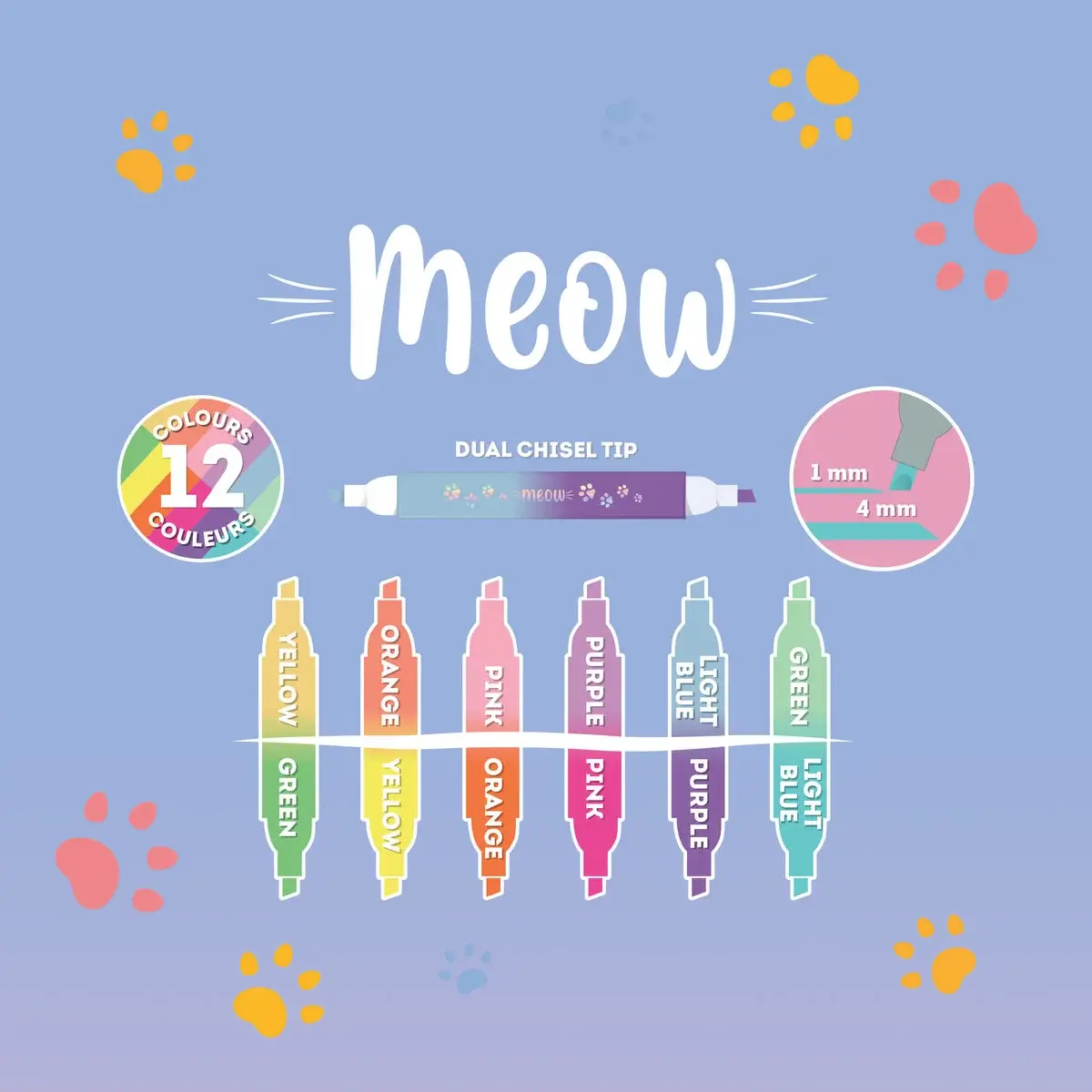 LEGAMI LEGAMI MEOW 6 DUAL-TIP HIGHLIGHTERS KITTY