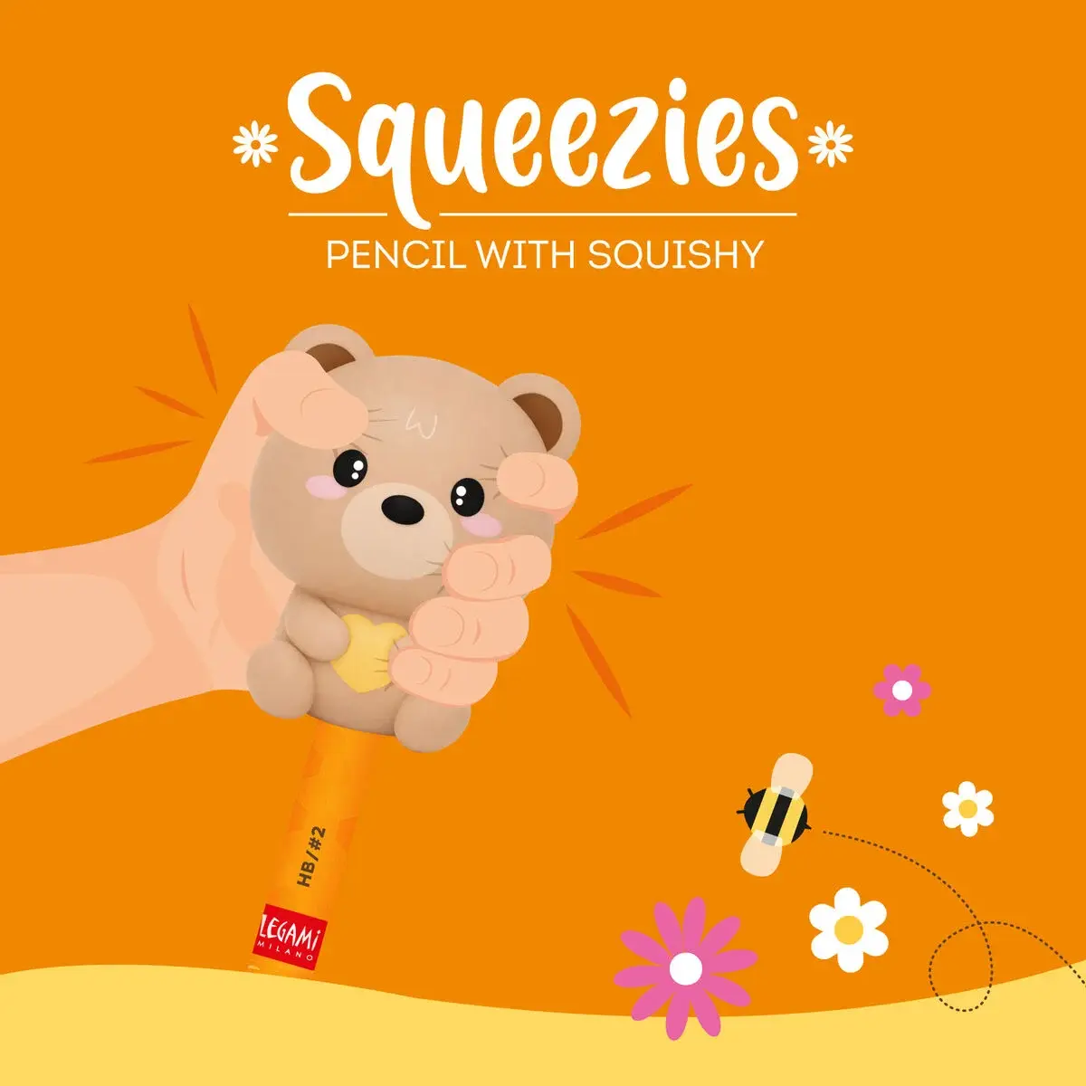 LEGAMI LEGAMI SQUEEZIES PENCIL WITH SQUISHY TEDDY BEAR