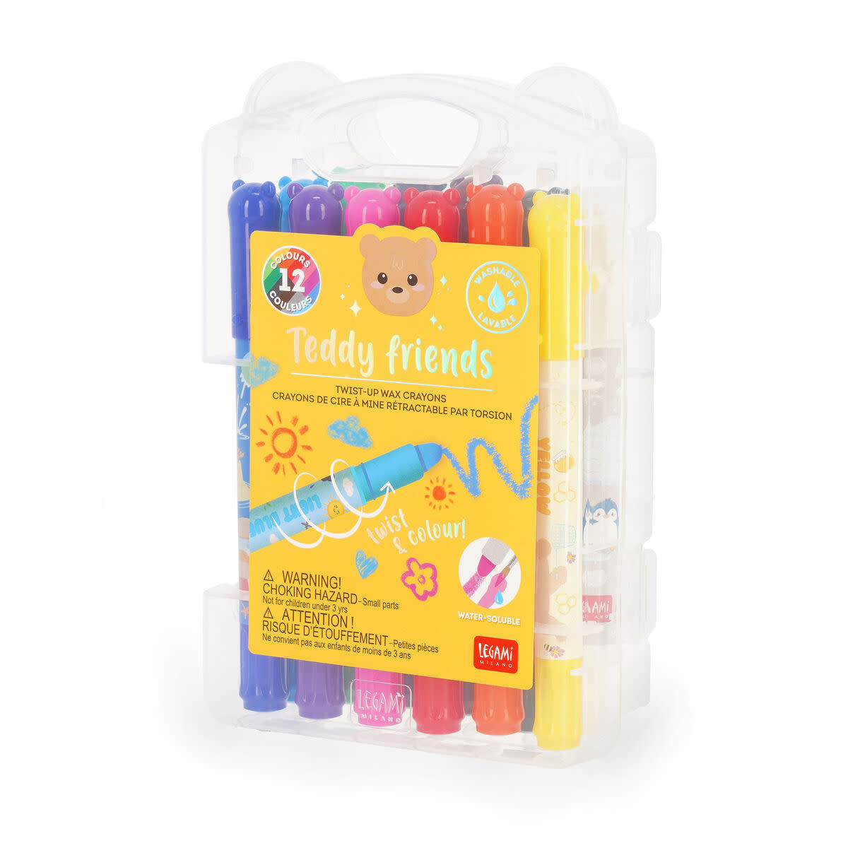 LEGAMI LEGAMI TEDDY FRIENDS 12 TWISTABLE WAX CRAYONS