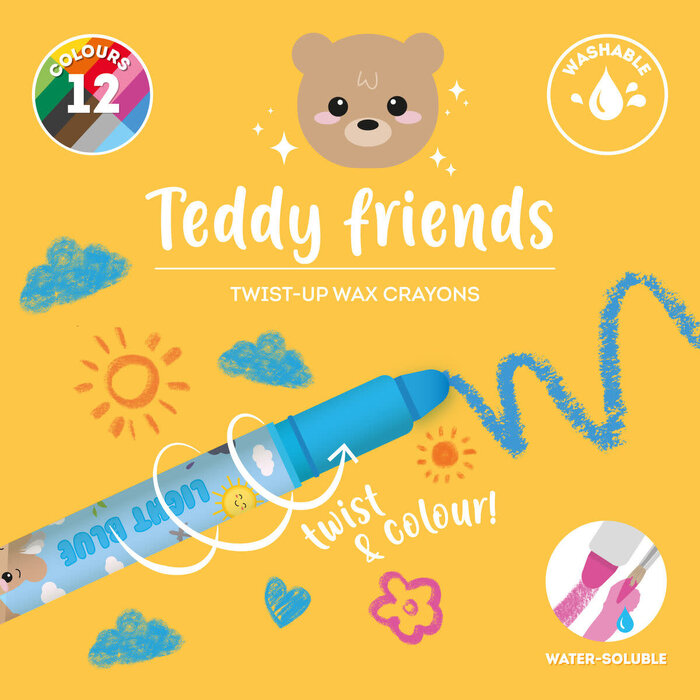 LEGAMI LEGAMI TEDDY FRIENDS 12 TWISTABLE WAX CRAYONS