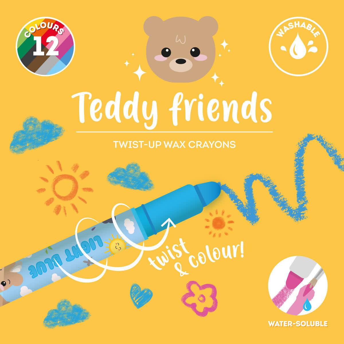 LEGAMI LEGAMI TEDDY FRIENDS 12 TWISTABLE WAX CRAYONS