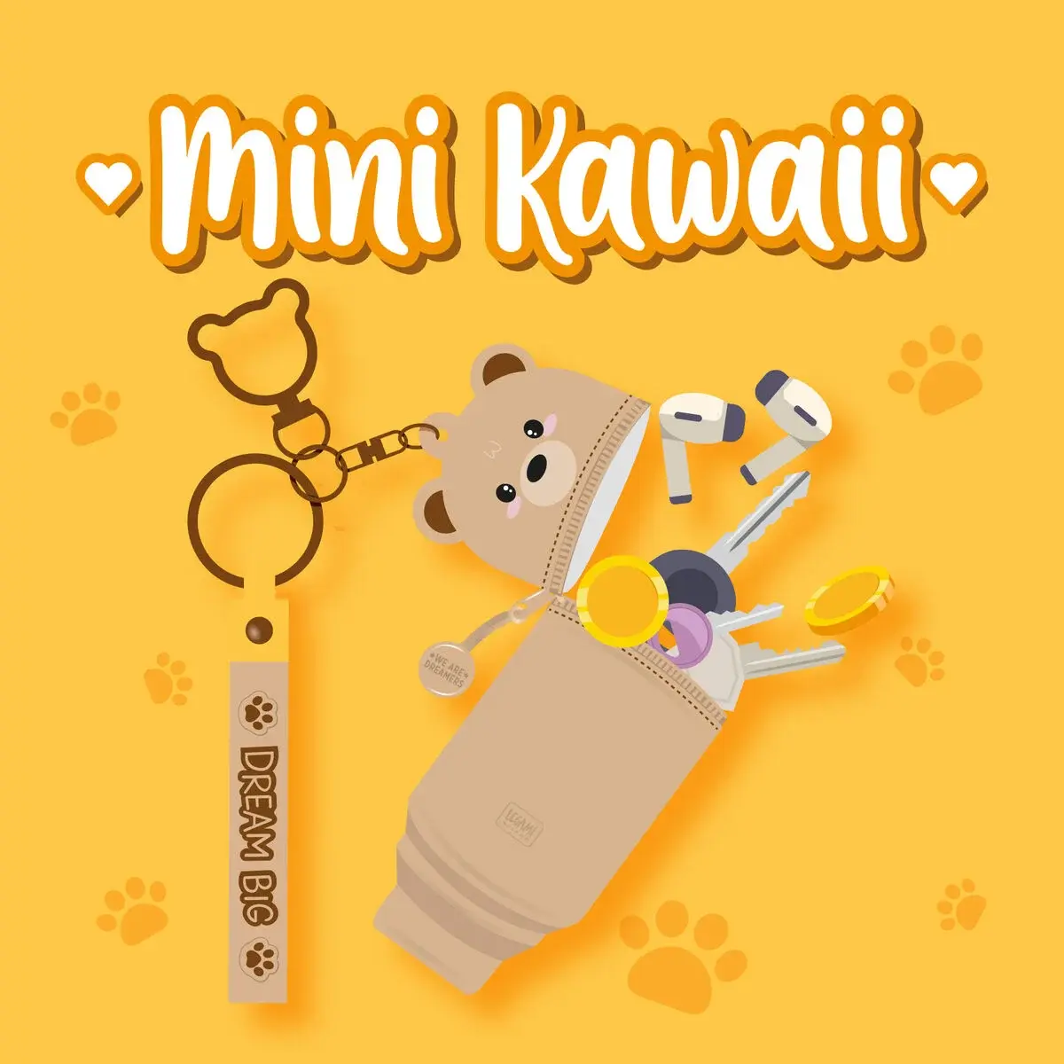 LEGAMI LEGAMI MINI KAWAII COIN PURSE W/ KEY RING TEDDY