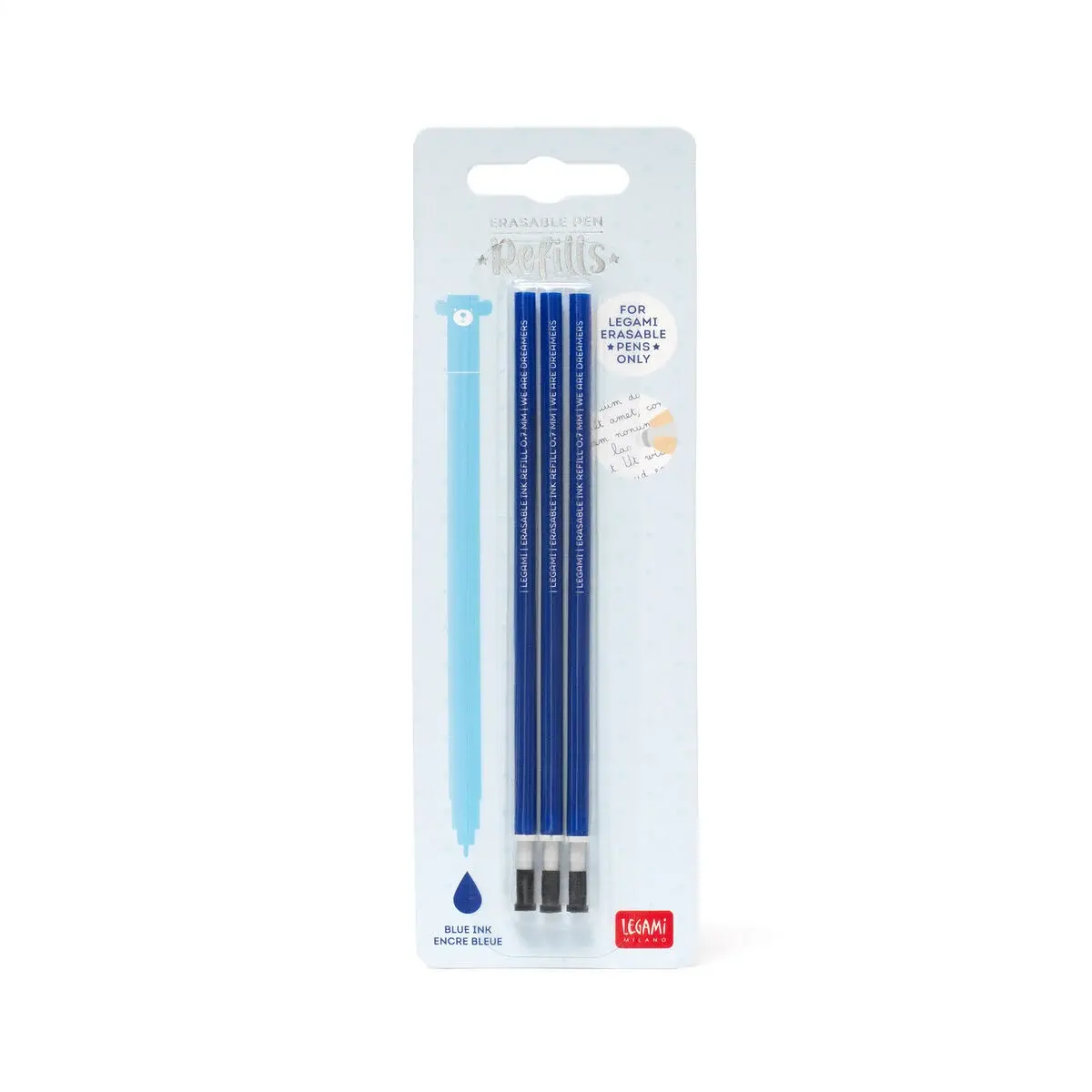 LEGAMI LEGAMI ERASABLE GEL PEN REFILLS SET OF 3 BLUE