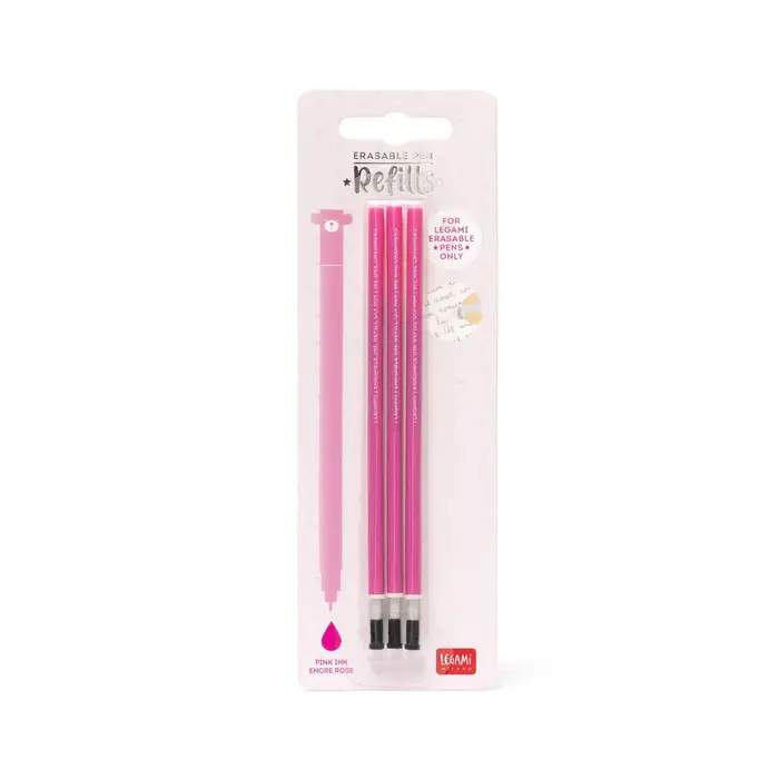 LEGAMI LEGAMI ERASABLE GEL PEN REFILLS SET OF 3 PINK