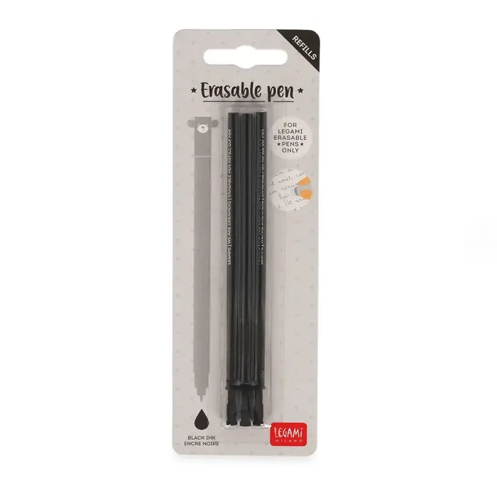 LEGAMI LEGAMI ERASABLE GEL PEN REFILLS SET OF 3 BLACK