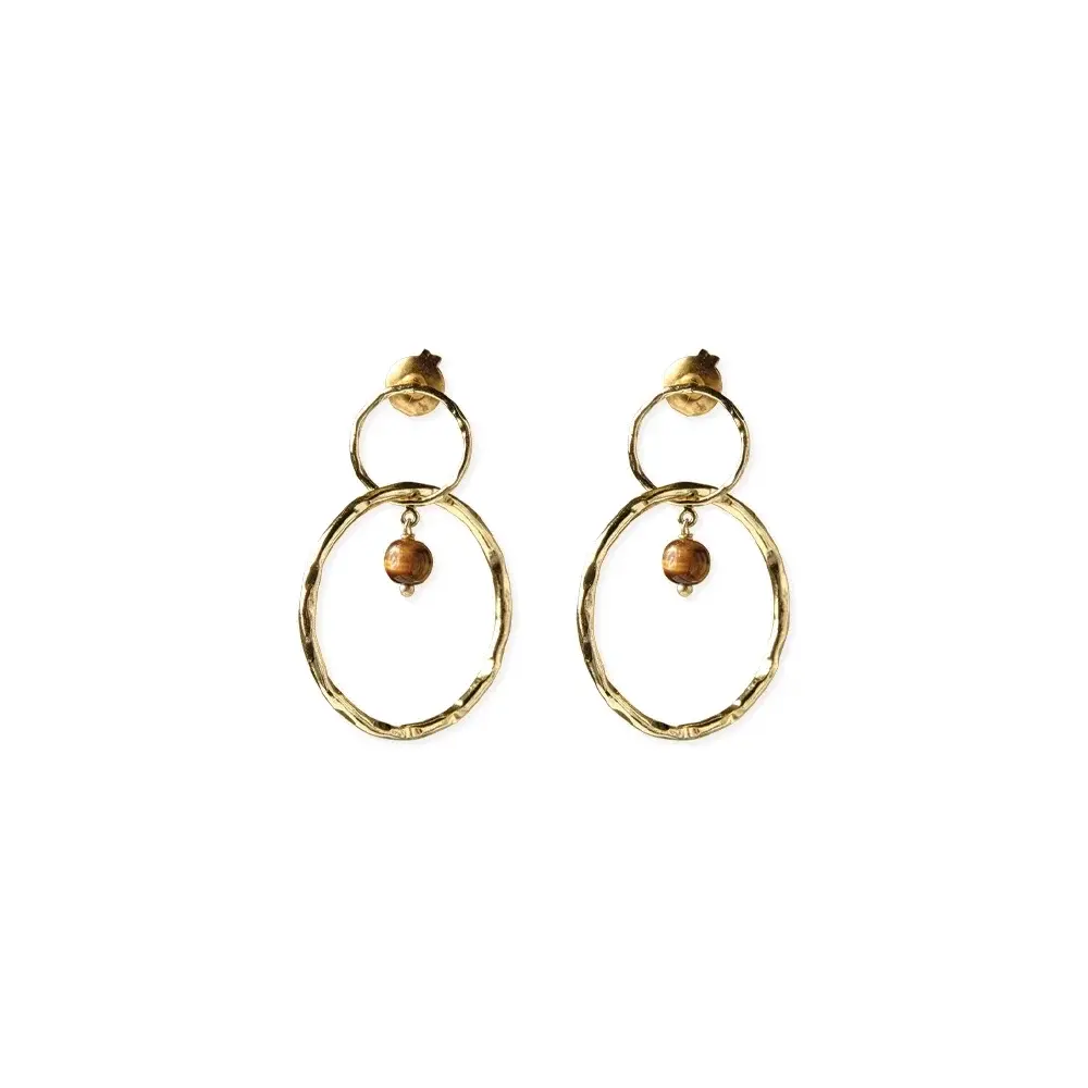 A BEAUTIFUL STORY BS DEVINE TIGER EYE EARRINGS