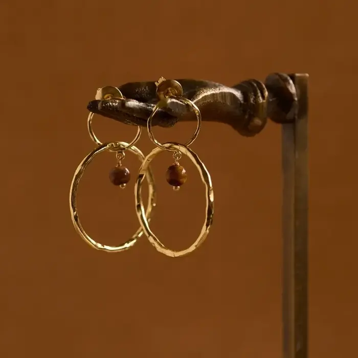 A BEAUTIFUL STORY BS DEVINE TIGER EYE EARRINGS
