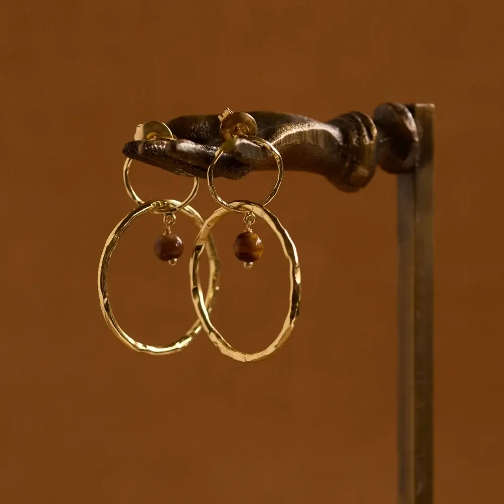 A BEAUTIFUL STORY BS DEVINE TIGER EYE EARRINGS