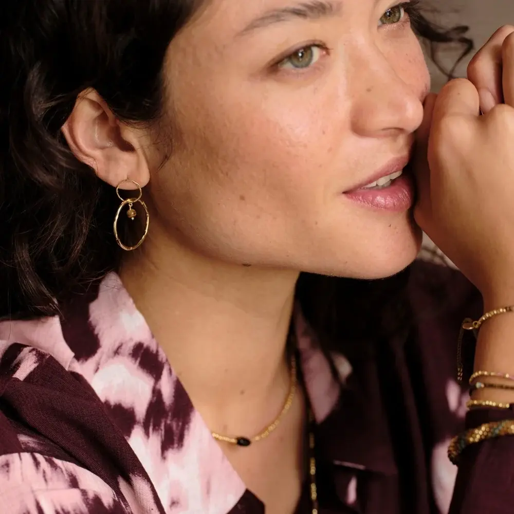 A BEAUTIFUL STORY BS DEVINE TIGER EYE EARRINGS