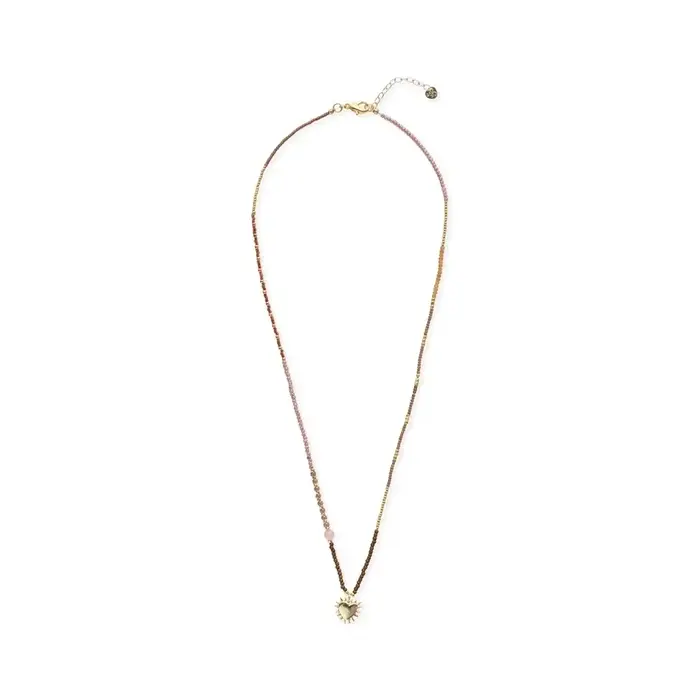 A BEAUTIFUL STORY BS ADVENTUROUS ROSE QUARTZ NECKLACE (HART)