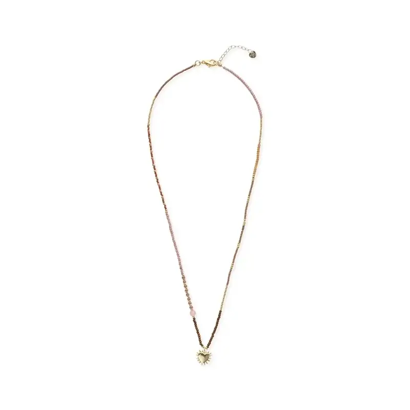 A BEAUTIFUL STORY BS ADVENTUROUS ROSE QUARTZ NECKLACE (HART)
