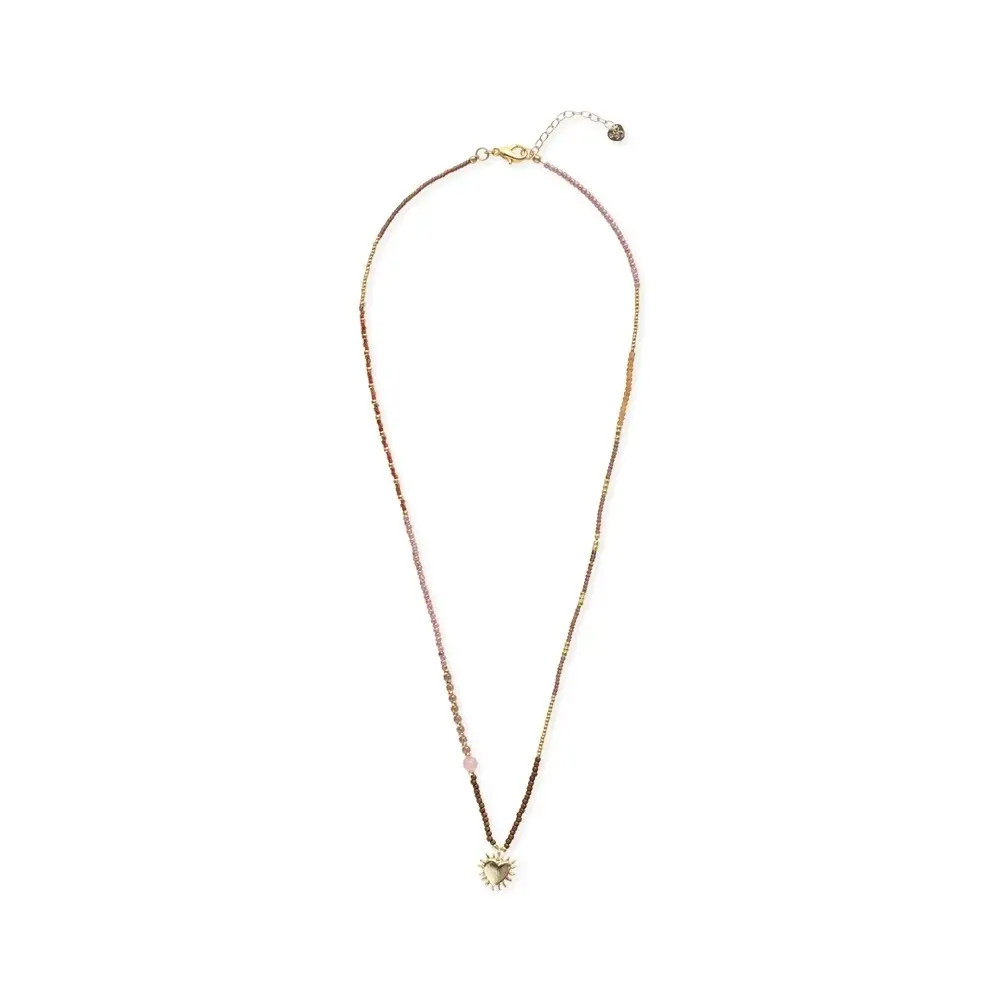 A BEAUTIFUL STORY BS ADVENTUROUS ROSE QUARTZ NECKLACE (HART)